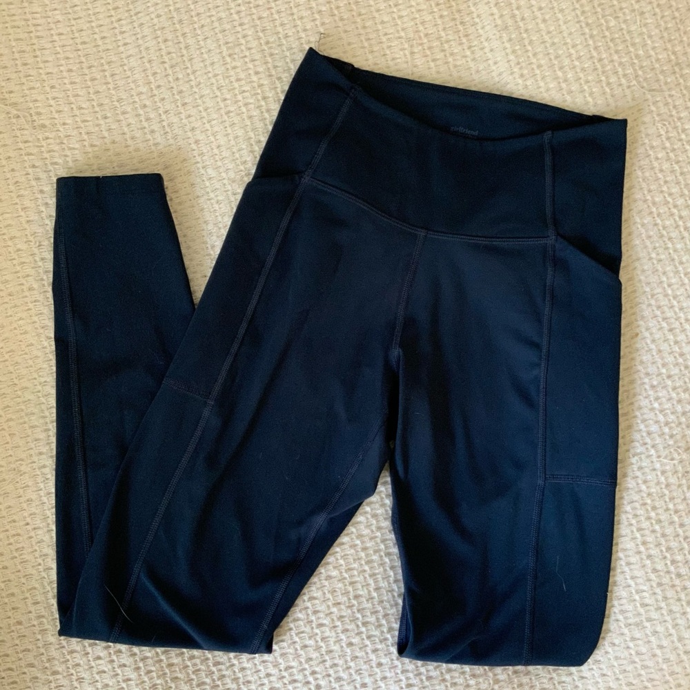 Girlfriend Collective x Revolve Navy Blue High Waisted Leggings Yoga Pants Small